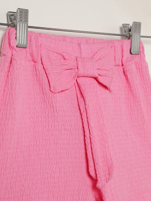 Short Malha Clochard Laço Infantil Para Menina - ROSA