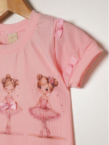 Body Canelado Infantil Para Menina - ROSA