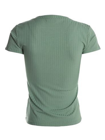 Blusa Manga Curta Canelada Autentique Feminina Verde