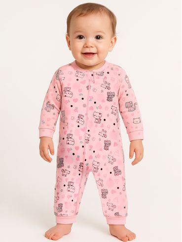 Macacão Suedine Infantil Para Bebê - ROSA