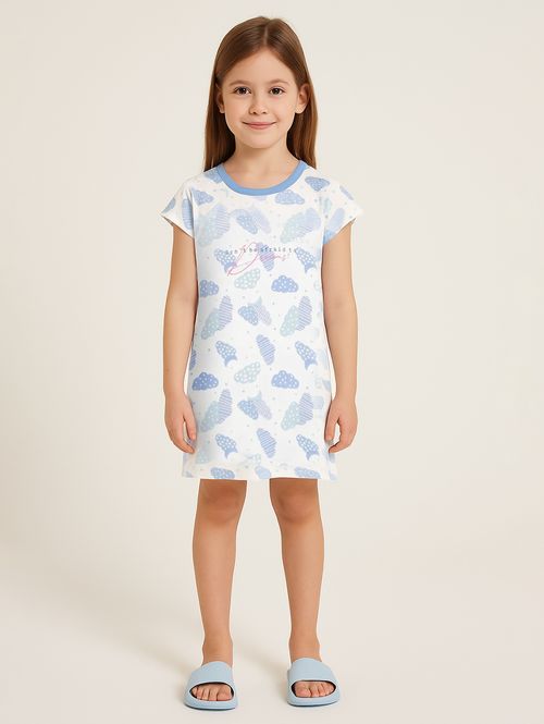 Camisola Infantil Para Menina BRANCO/AZUL
