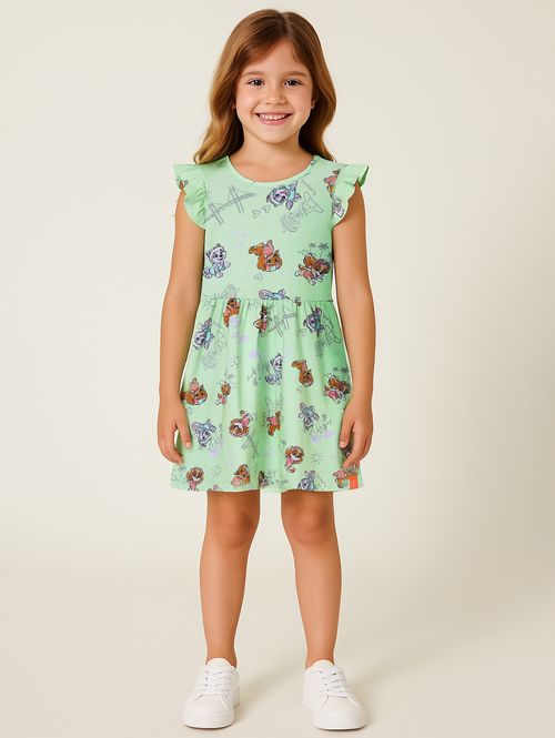 Vestido Patrulha Canina Infantil Para Menina - VERDE