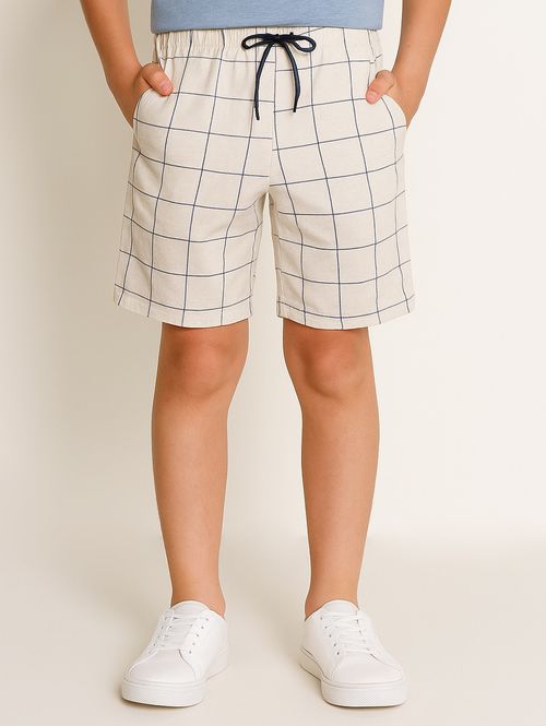 Bermuda Sarja Xadrez Infantil Para Menino - AREIA