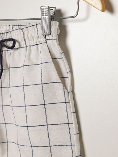 Bermuda Sarja Xadrez Infantil Para Menino - AREIA