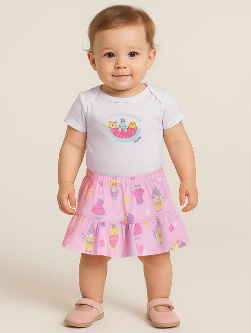 Conjunto Curto Infantil Para Bebê - BRANCO