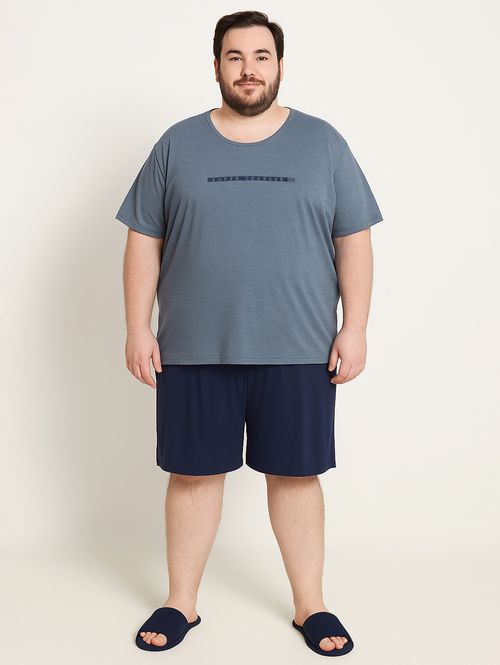Pijama Curto Plus Size Masculino MARINHO