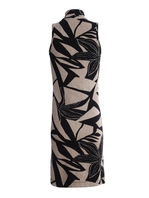 Vestido Canelado Autentique Feminino MARROM/PRETO