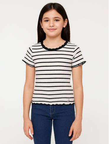 Blusa Manga Curta Juvenil Para Menina PRETO