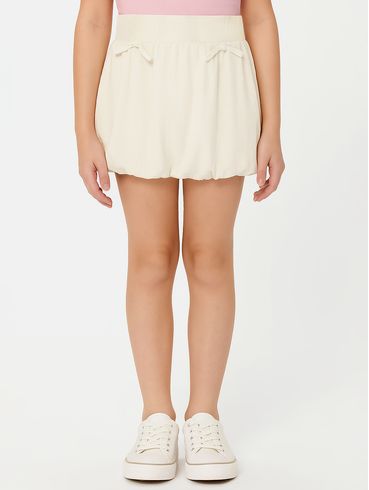 Saia Balonê com Laço Juvenil Para Menina OFF WHITE