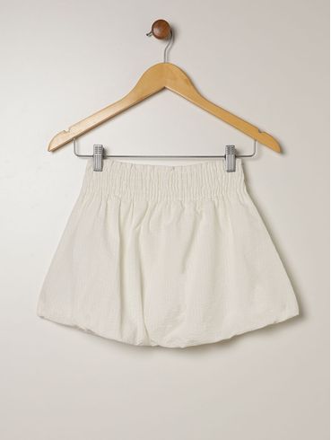 Saia Balonê com Laço Juvenil Para Menina OFF WHITE