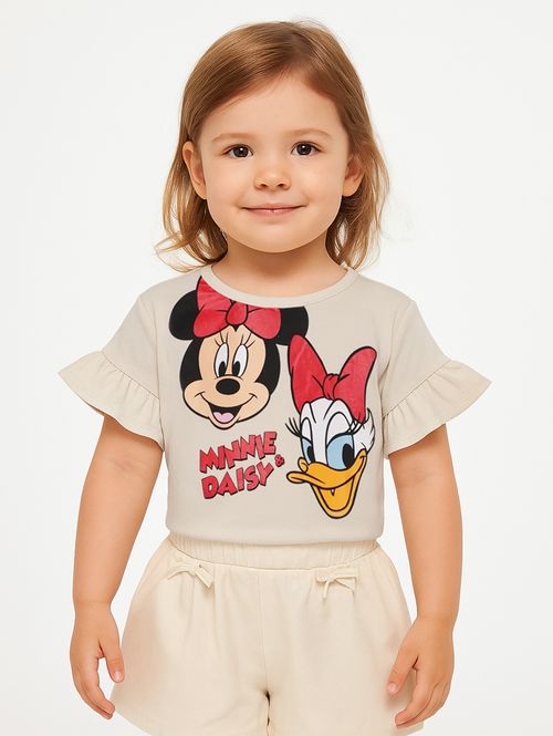 Blusa Minnie Daisy Infantil Para Menina - BEGE