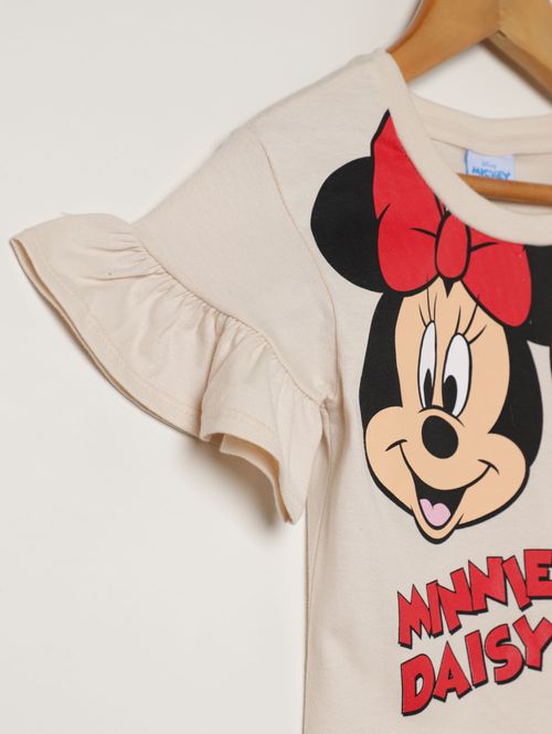 Blusa Minnie Daisy Infantil Para Menina - BEGE