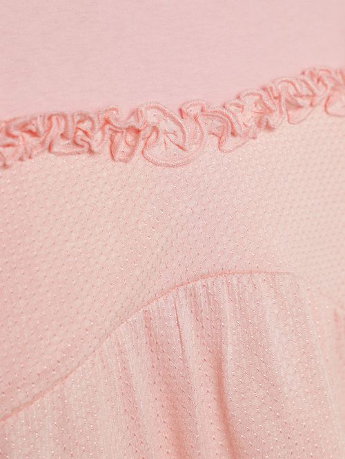 Blusa Manga Curta com Babado Juvenil Para Menina- ROSA