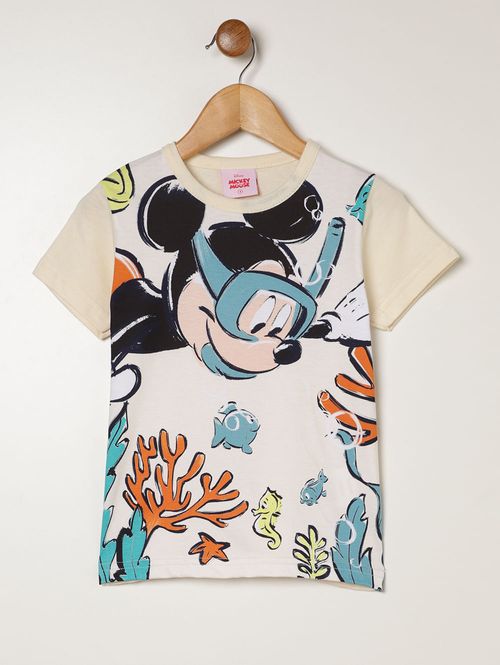 Conjunto Curto Mickey Mouse Infantil Para Menino- BEGE