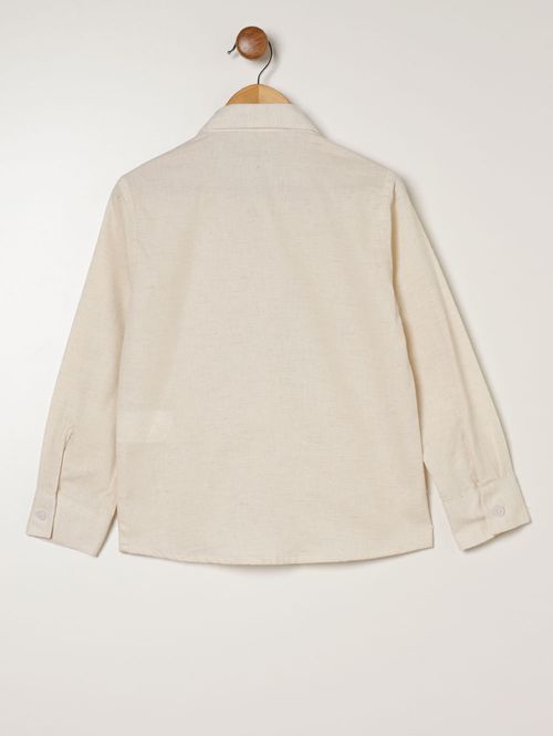 Camisa Linho Manga Longa Infantil Para Menino - NATURAL