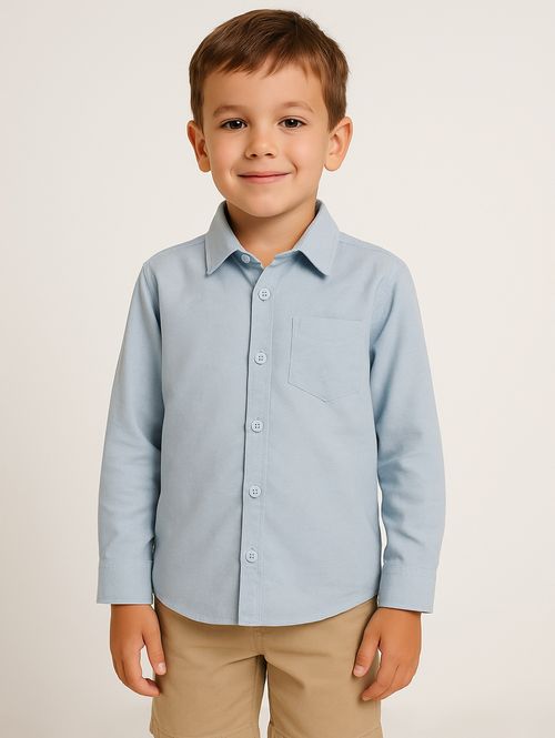 Camisa Linho Manga Longa Infantil Para Menino - AZUL CLARO