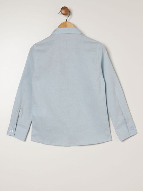 Camisa Linho Manga Longa Infantil Para Menino - AZUL CLARO