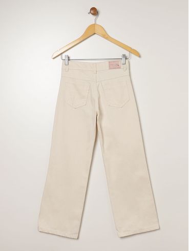 Calça Sarja Wide Leg Juvenil Para Menina - BEGE