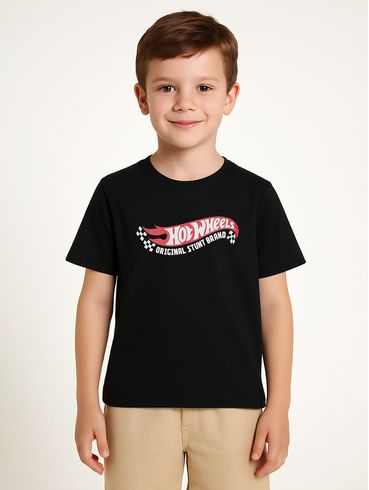 Camiseta Hot Wheels Infantil Para Menino - PRETO