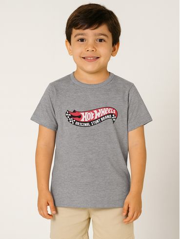Camiseta Hot Wheels Infantil Para Menino - CINZA