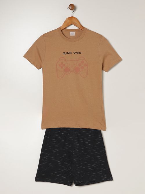 Conjunto Curto Juvenil Para Menino - CARAMELO/PRETO
