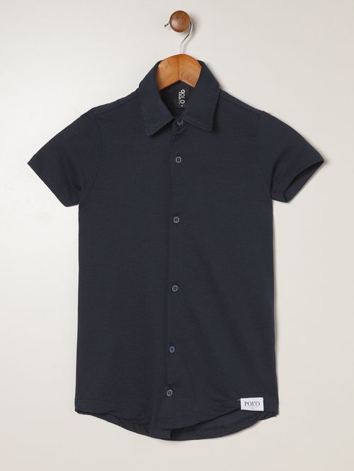 Camisa Malha Waffle Infantil Para Menino - MARINHO