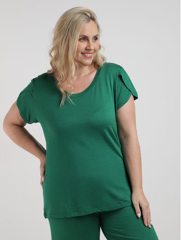 Blusa Malha Manga Tulipa Plus Size Feminina VERDE