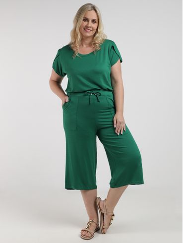 Blusa Malha Manga Tulipa Plus Size Feminina VERDE
