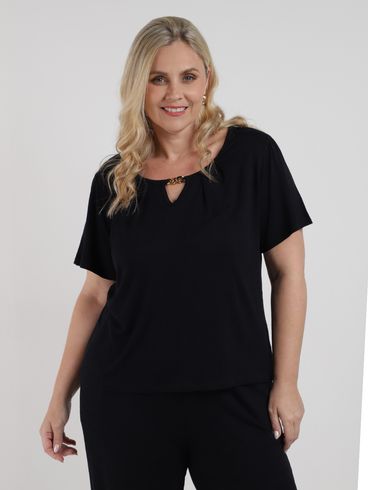 Blusa Manga Curta Autentique Plus Size  Feminina PRETO