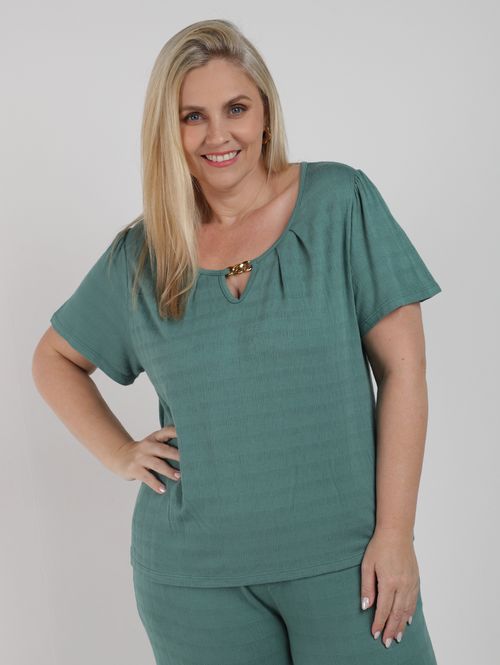 Blusa Manga Curta Autentique Plus Size  Feminina VERDE