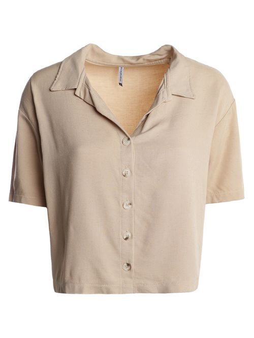 Camisa Manga Curta Feminina BEGE