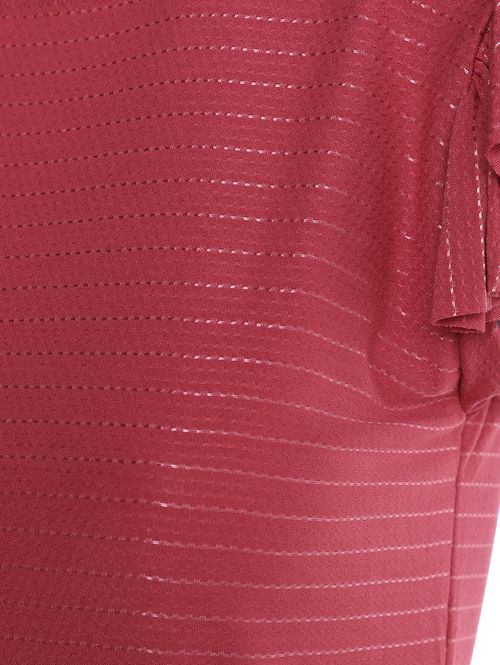 Blusa Brilhosa Manga Babado Feminina ROSA