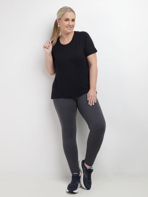Blusa Manga Curta Autentique  Plus Size Feminina PRETO