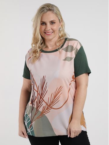 Blusa Manga Curta Plus Size Feminina VERDE