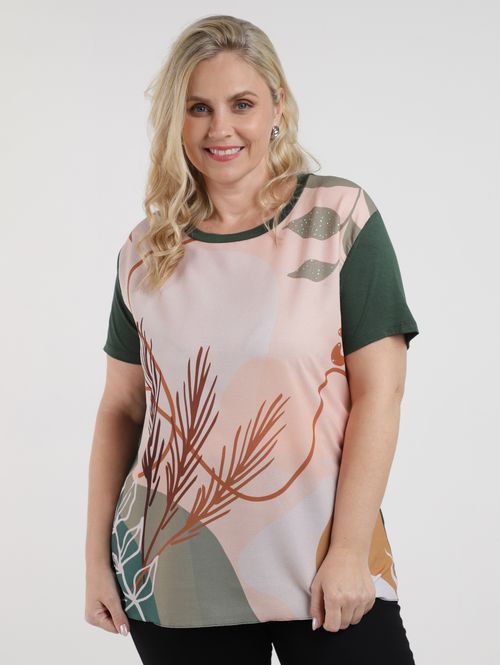 Blusa Manga Curta Plus Size Feminina VERDE