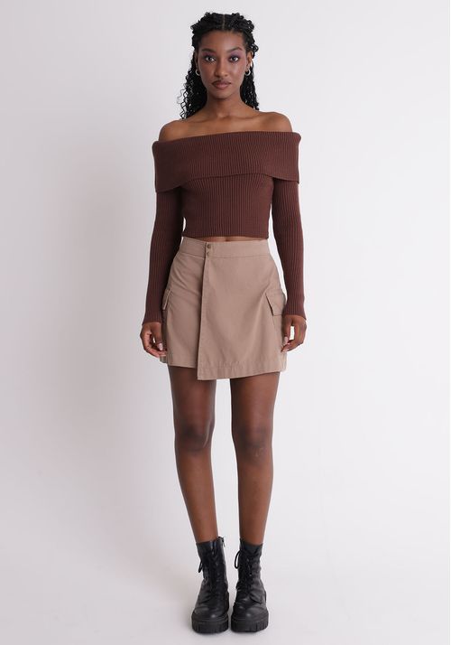 Blusa manga longa ombro a ombro