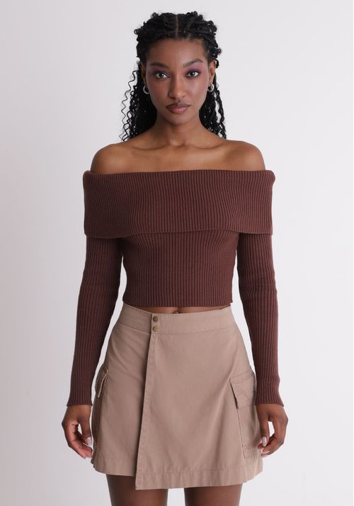 Blusa manga longa ombro a ombro