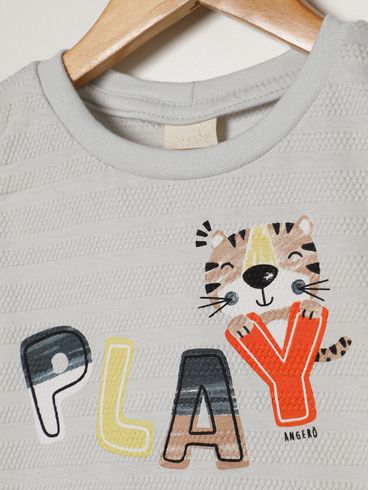 Conjunto Curto Infantil Para Bebê - CINZA