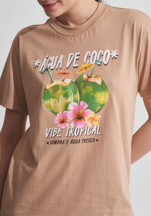 Camiseta de algodão com estampa de coconut