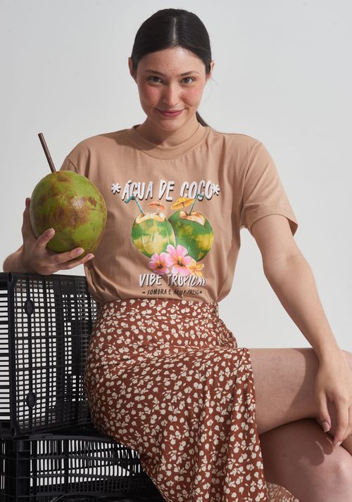 Camiseta de algodão com estampa de coconut