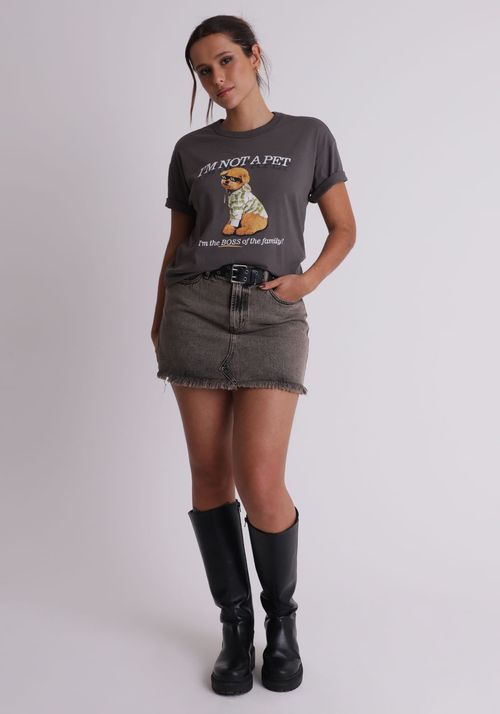 Blusa Cropped Estampada Canelada Feminina