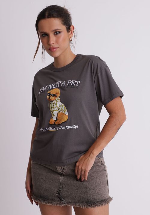 Blusa Cropped Estampada Canelada Feminina