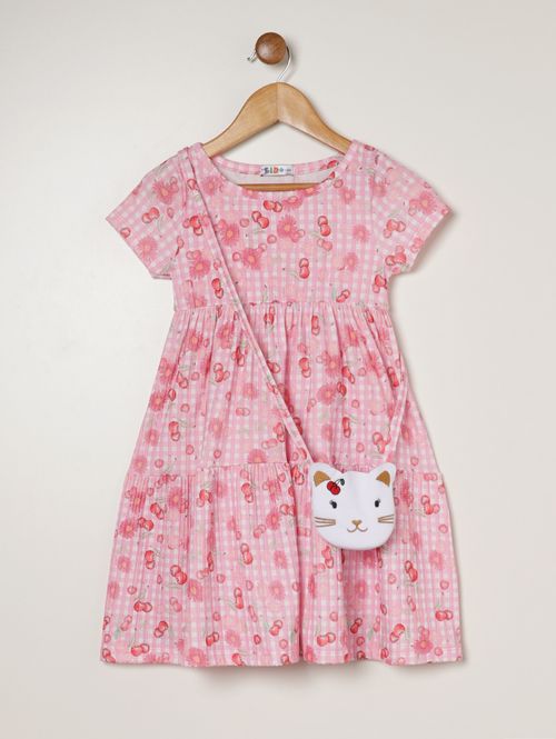 Vestido Canelado Infantil Para Menina - ROSA