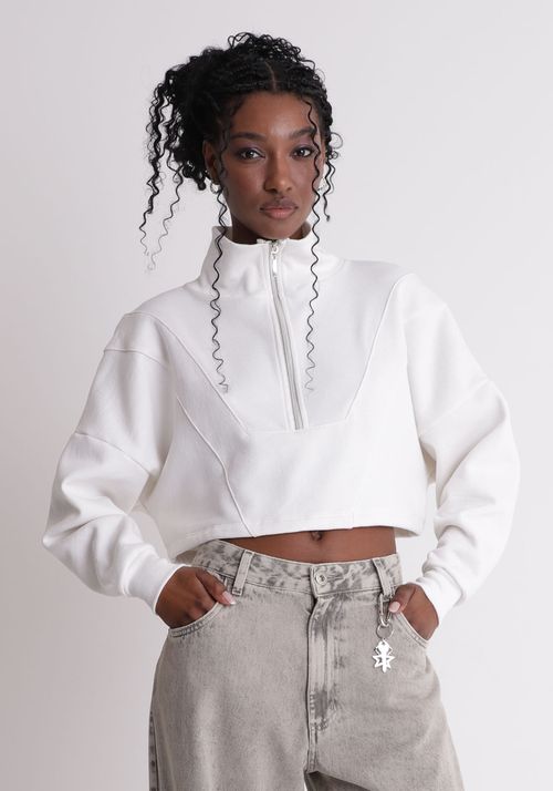 Moletom cropped com zíper