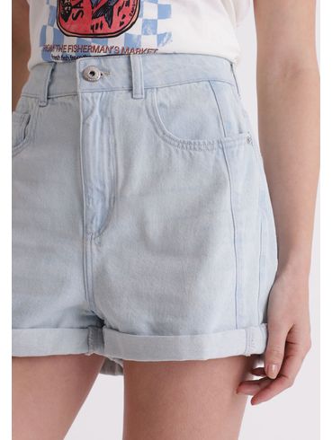 Short jeans cintura alta barra dobrada