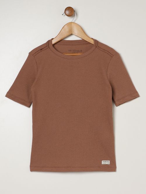 Camiseta Manga Curta Infantil Para Menino - CAQUI