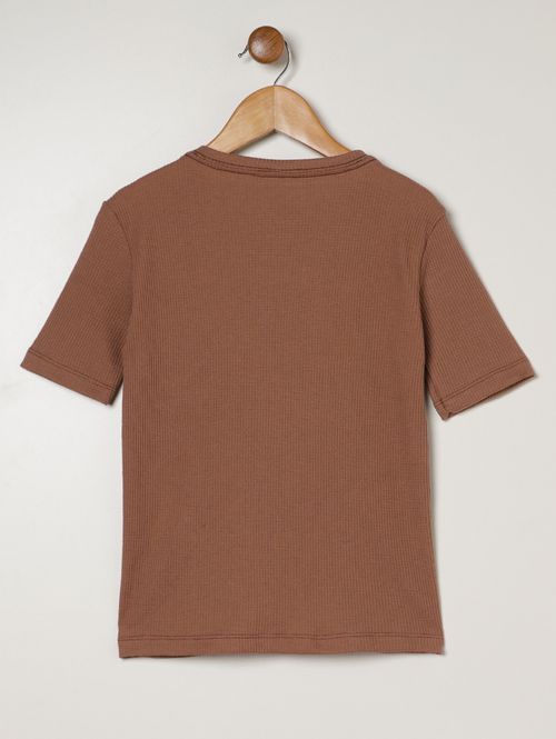 Camiseta Manga Curta Infantil Para Menino - CAQUI