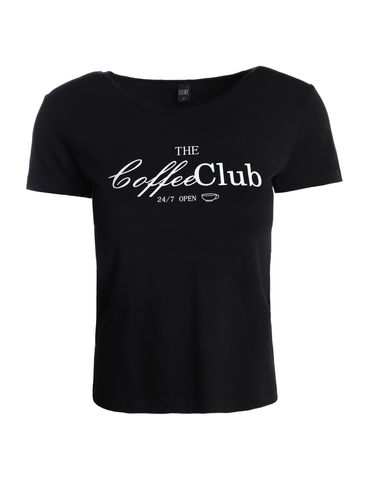 Blusa Manga Curta Coffee Club Feminina PRETO