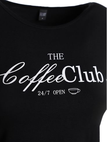 Blusa Manga Curta Coffee Club Feminina PRETO