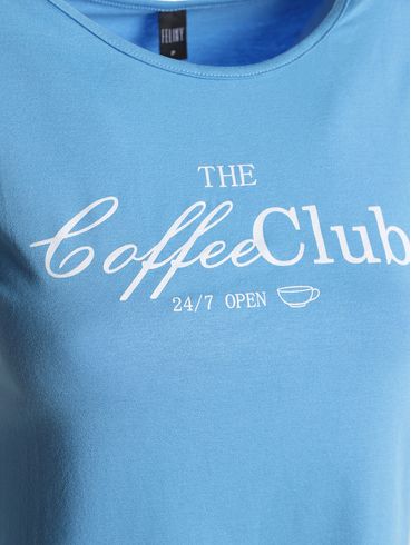Blusa Manga Curta Coffee Club Feminina AZUL